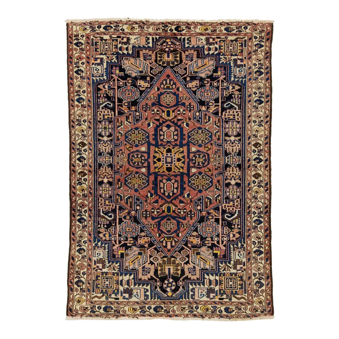Vintage 1960s Malayer Persian Hand-Knotted Wool Rug Terracotta Floral: Vintage 1960s Malayer Persian Hand-Knotted Wool Rug Terracotta Floral This exquisite vintage Malayer Persian wool rug features a stunning terracotta field adorned with a floral allover design, complem