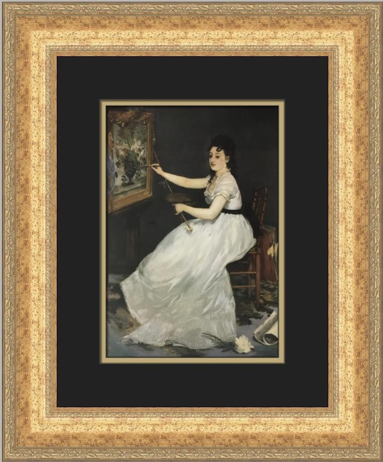 Edouard Manet Portrait of Eva Gonzales Custom Framed Art Print: Edouard Manet Portrait of Eva Gonzales Custom Framed Art Print This stunning custom framed print features Edouard Manet's renowned artwork, "Portrait of Eva Gonzales." Measuring 19 in height and 16 in