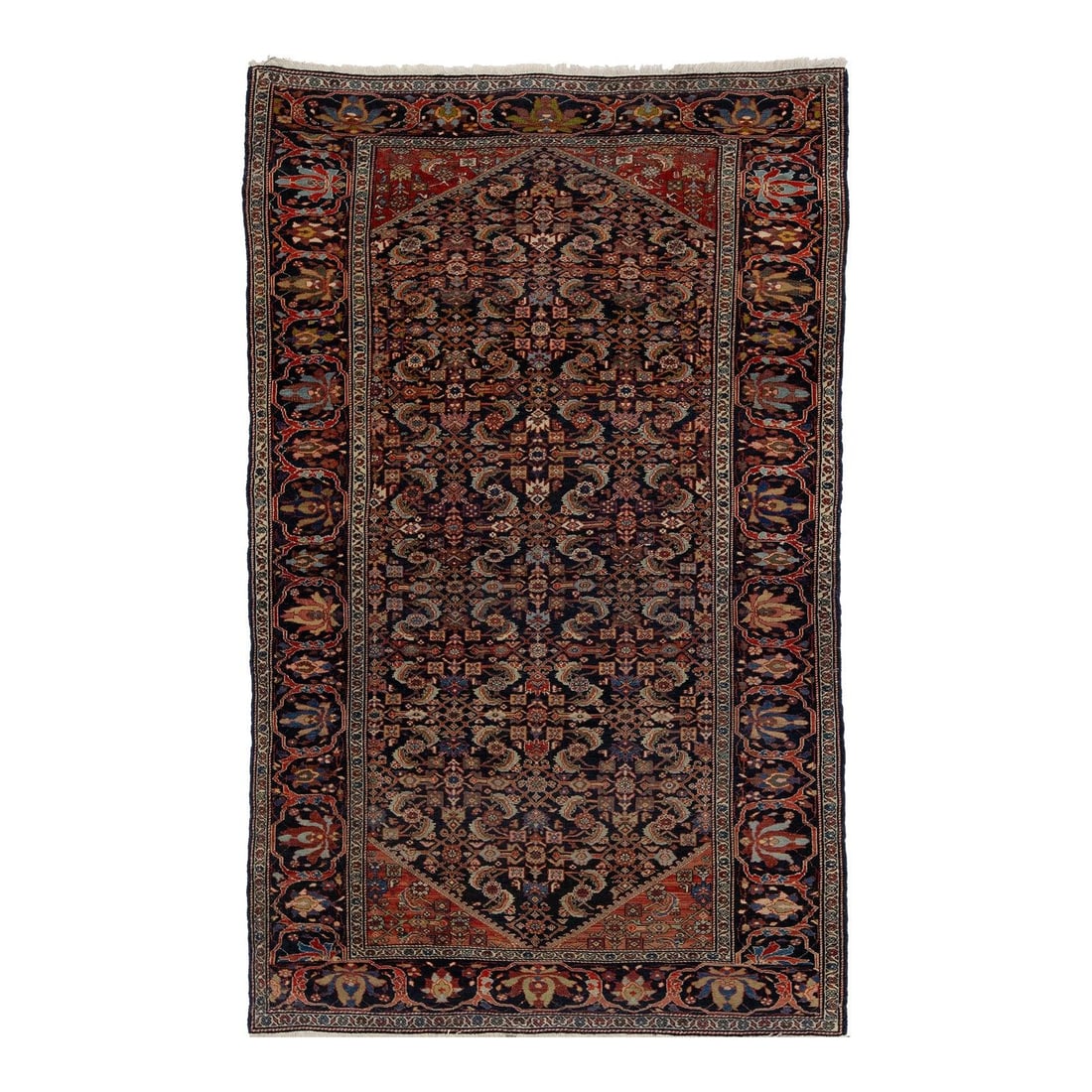 Handmade 20th Century Persian Malayer Wool Rug Dark Blue: Handmade 20th Century Persian Malayer Wool Rug Dark Blue Discover the beauty of this exquisite handmade Persian Malayer rug, crafted in the 20th century. The rug showcases a striking dark blue field a
