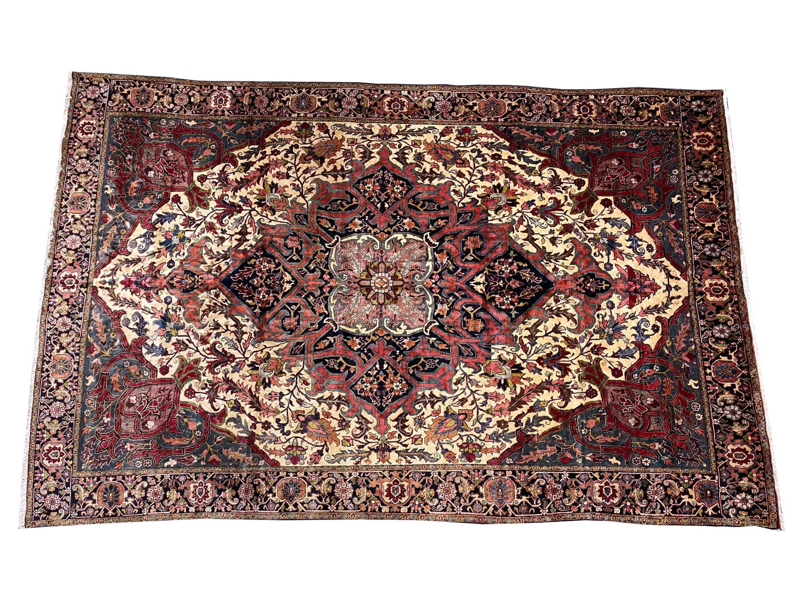 Authentic Persian 12.9 x 19.4 Heriz Rug Handmade Wool Area Rug - 2