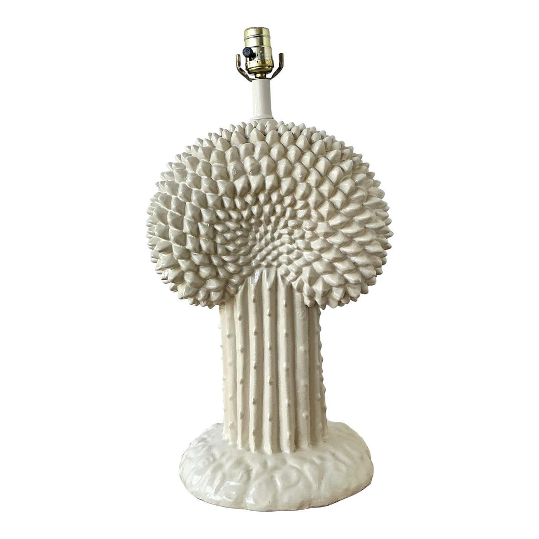 Glazed Ceramic Table Lamp in Cactus Form Inspired by Dickinson: Glazed Ceramic Table Lamp in Cactus Form Inspired by Dickinson This vintage table lamp is inspired by John Dickinson's iconic "Dripping Cactus" design, featuring a sculptural form crafted from hand-ap