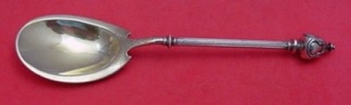 George Sharp Gothic Dome Sterling Silver Ice Cream Spoon Gold Washed 5.5 Inch (1 of 2)