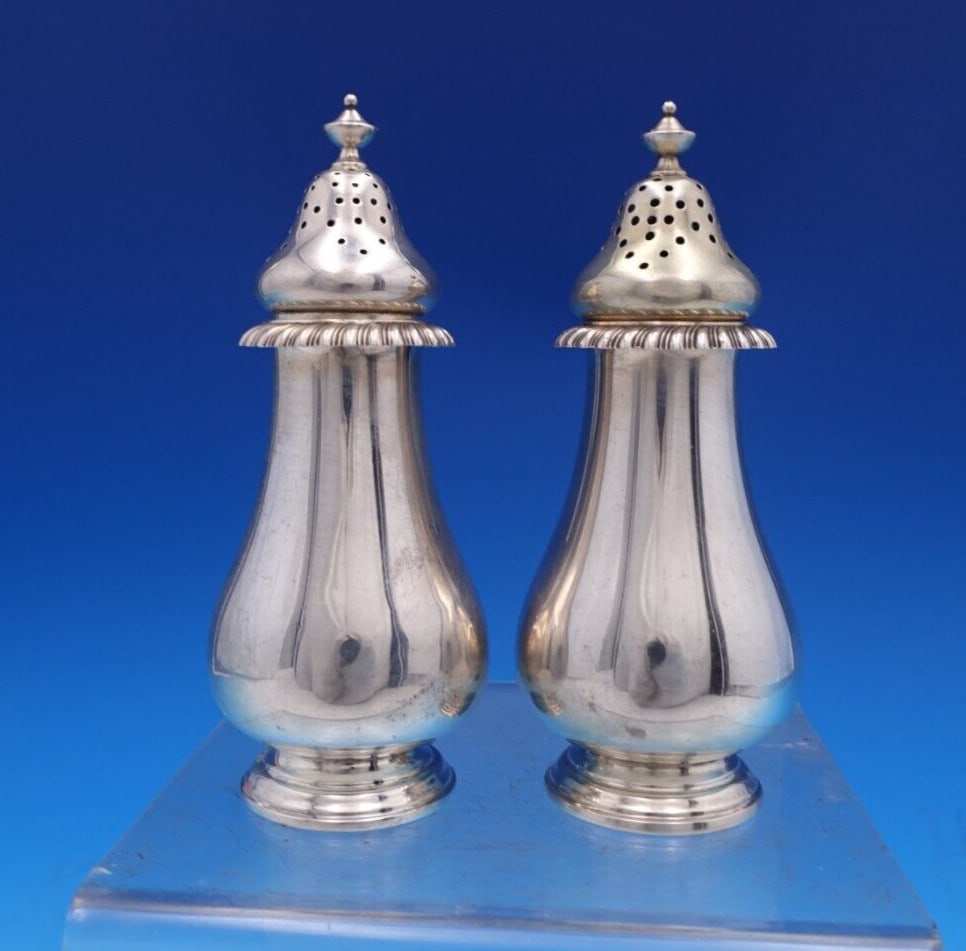 Gorham English Gadroon Sterling Silver Salt Pepper Shakers 2pc Set (1 of 12)