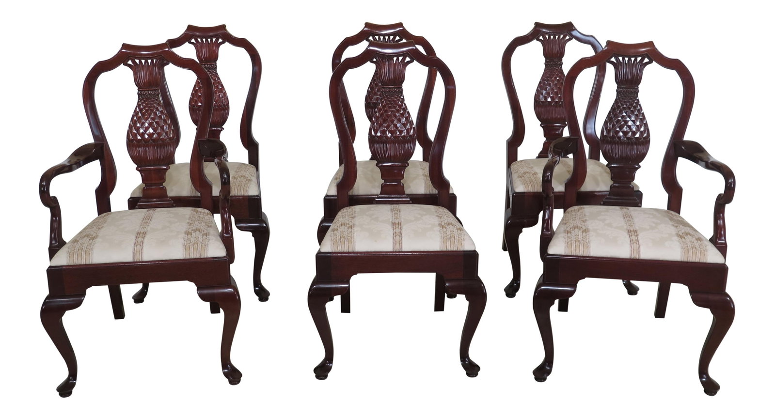 Set of 6 Vintage Kindel Pineapple Back Mahogany Dining Chairs (1 of 10)