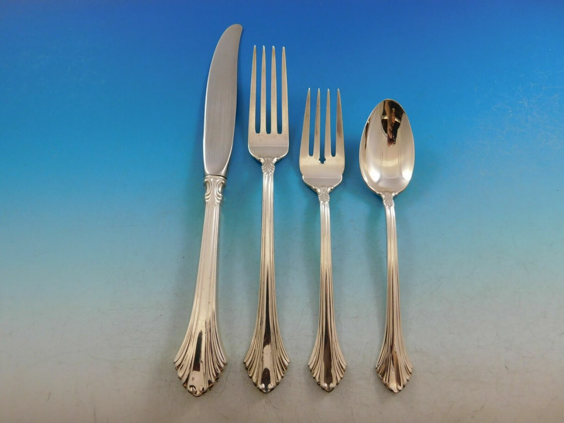 Wallace French Regency Sterling Silver 4-Piece Place Setting: Wallace French Regency Sterling Silver 4-Piece Place Setting Elevate your dining experience with this exquisite 4-piece place setting from the French Regency pattern by Wallace. Crafted from high-qual