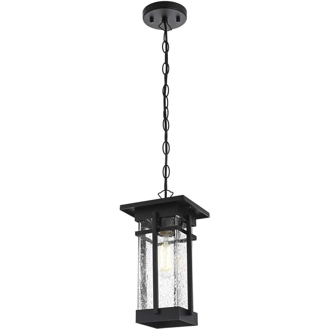 Livingston Black Iron Glass Outdoor Pendant Light (1 of 9)