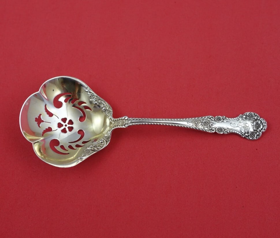 Gorham Cambridge Sterling Silver Sugar Sifter Gold Wash 5 1/2 Inch: Gorham Cambridge Sterling Silver Sugar Sifter Gold Wash 5 1/2 Inch This exquisite sugar sifter is part of the Cambridge pattern by Gorham, crafted from high-quality sterling silver and featuring a bea