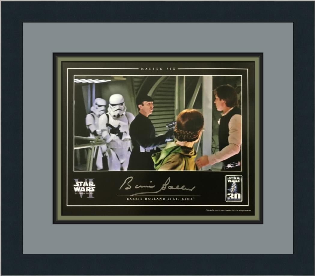 Star Wars VI Lieutenant Renz Signed Photo Custom Framed by Barrie Holland: Star Wars VI Lieutenant Renz Signed Photo Custom Framed by Barrie Holland This is a custom framed cardstock photograph of Lieutenant Renz from Star Wars VI: Return of the Jedi, signed by Barrie Hollan