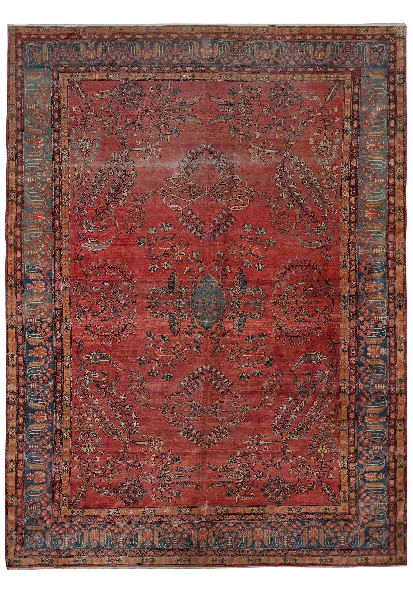 Antique 1940s Persian Kashan Rug Hand Knotted Wool 10.8 x 14.6 (1 of 15)