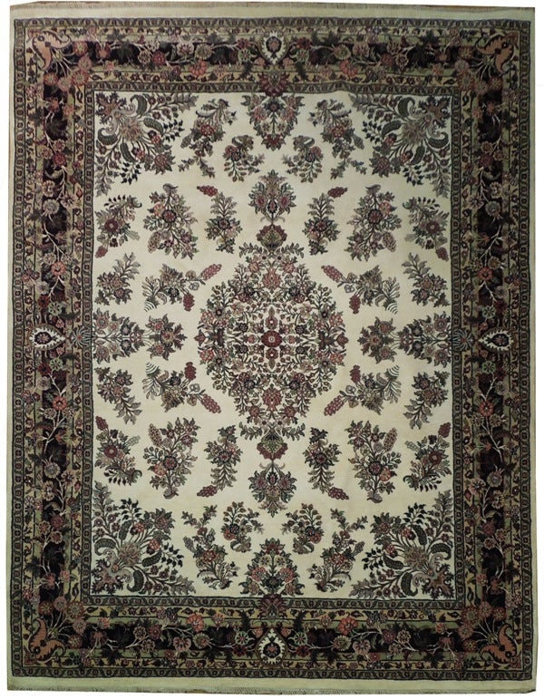 8 x 10 Handmade Jaipur Sarouk Wool Rug: 8 x 10 Handmade Jaipur Sarouk Wool Rug Free continental US Shipping This 8 x 10 handmade Jaipur Sarouk rug features a classic floral medallion and botanical pattern in a sophisticated palette. Expertl