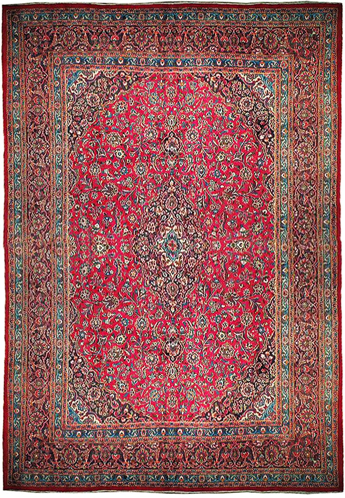Exquisite 9.9 x 12.8 Red Semi Antique Persian Kashan Rug: Exquisite 9.9 x 12.8 Red Semi Antique Persian Kashan Rug Free continental US Shipping Transform your space with this exquisite 9.9' x 12.8' Red Semi Antique Persian Kashan Rug, meticulously handcrafte
