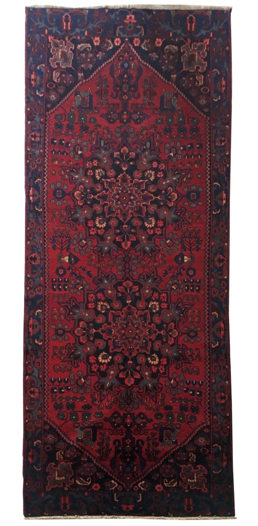 5.3 x 12.10 Dark Maroon Handwoven Persian Hamadan Area Rug: 5.3 x 12.10 Dark Maroon Handwoven Persian Hamadan Area Rug Free continental US Shipping Elevate your space with this stunning 5.3 x 12.10 Dark Maroon Persian Hamadan Rug, handcrafted by skilled Persia