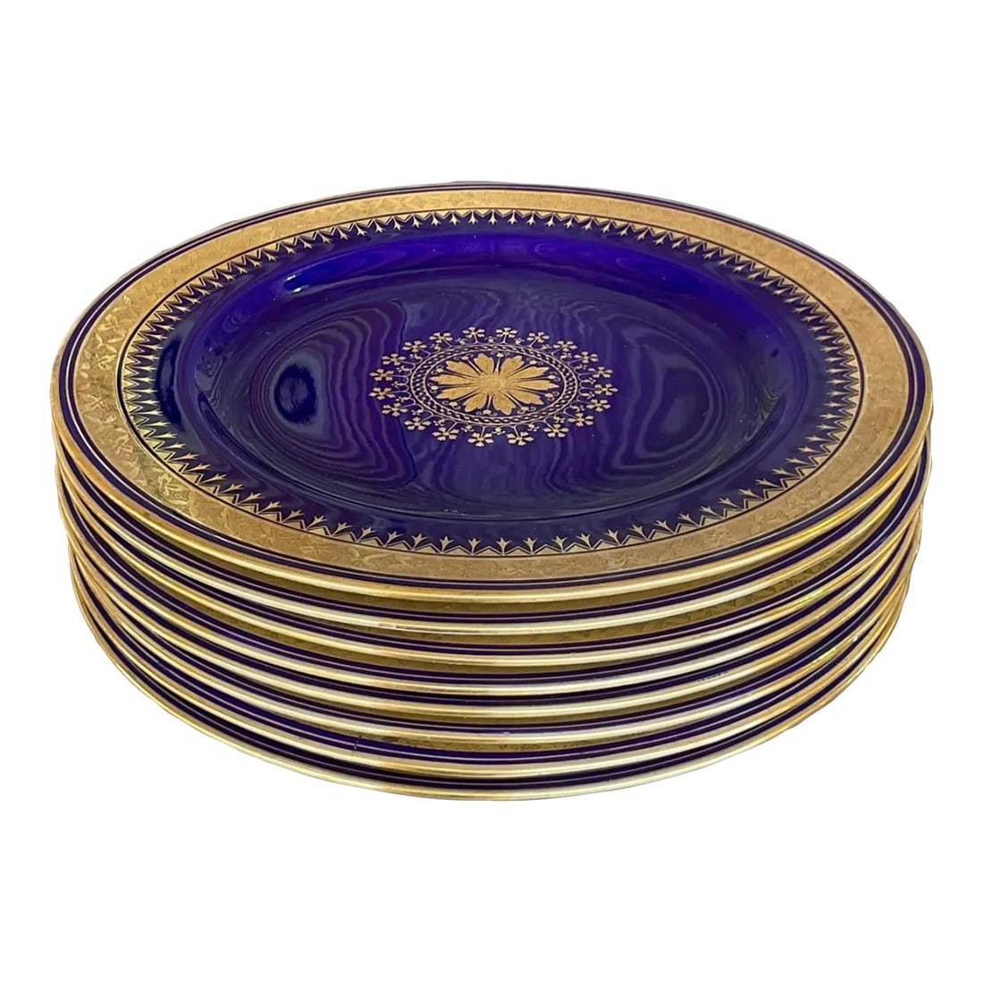 19th Century Minton Cobalt Blue Dessert Plates Set of 8: 19th Century Minton Cobalt Blue Dessert Plates Set of 8 Enhance your dining experience with this exquisite set of 19th Century Minton cobalt dessert plates. Crafted with meticulous attention to detail