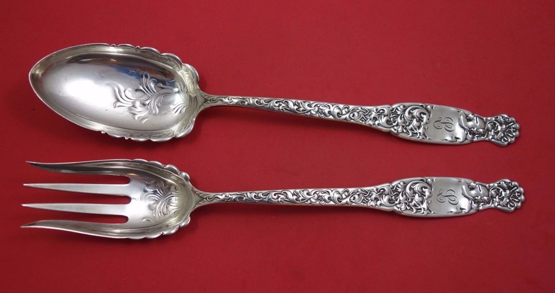 Whiting Heraldic Sterling Silver Vegetable Serving Set 2pc 12 1/4in (1 of 1)