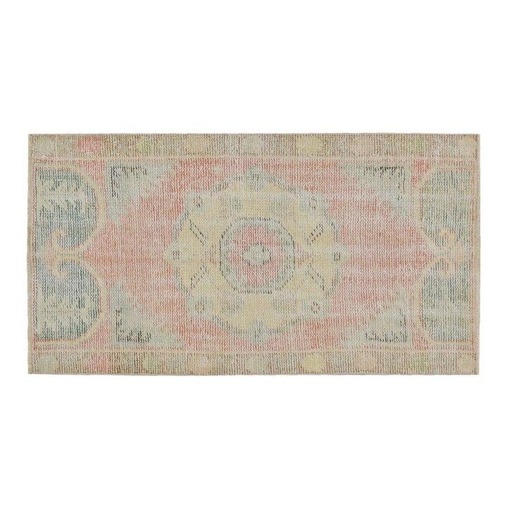Hand-Knotted Wool Anatolian Area Rug 2'4'' x 4'3'': Hand-Knotted Wool Anatolian Area Rug 2'4'' x 4'3'' This vintage Turkish Anatolian rug is hand-knotted from wool using traditional techniques, blending classic craftsmanship with a modern design sensib