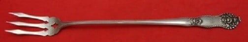 Mount Vernon Adolphus Sterling Silver Pickle Fork 8 1/4": Mount Vernon Adolphus Sterling Silver Pickle Fork 8 1/4" This exquisite sterling silver pickle fork is part of the Adolphus pattern by Mount Vernon. Measuring 8 1/4" in length, it showcases elegant cr