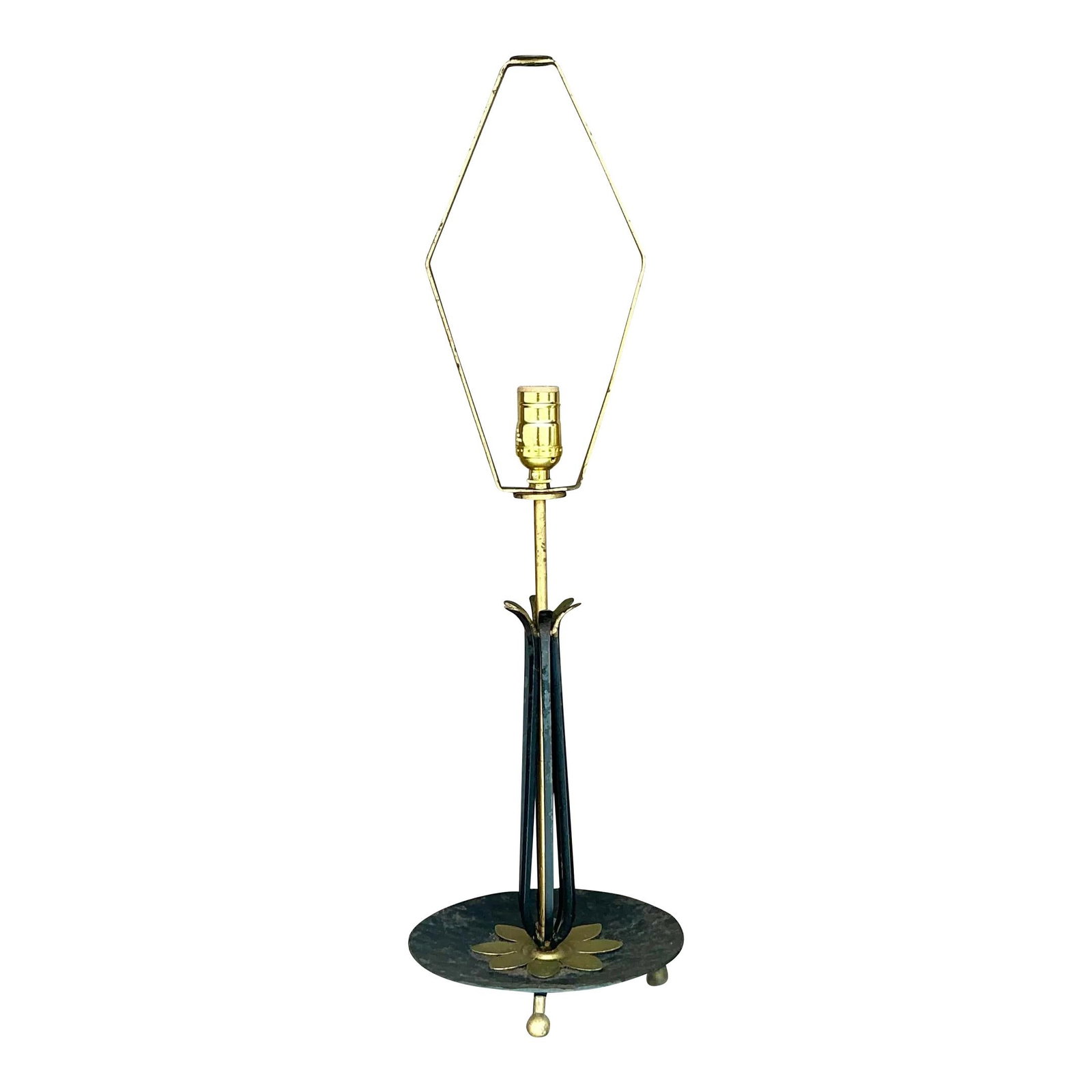 Vintage Mid Century Modern Wrought Iron Lotus Table Lamp (1 of 5)