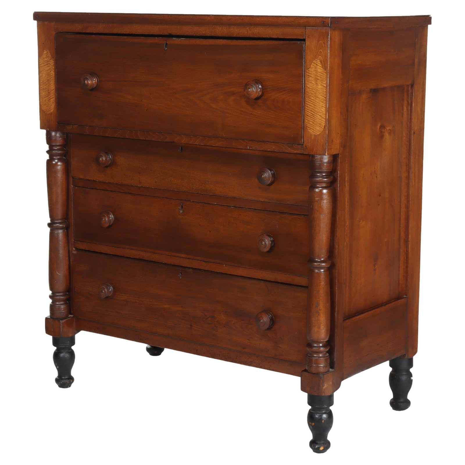 C1840 American Empire Cherry & Tiger Maple Gentlemen's Chest: C1840 American Empire Cherry & Tiger Maple Gentlemen's Chest This American Empire gentlemen's chest, crafted circa 1840, exemplifies the elegance of the period with its beautiful combination of cherry