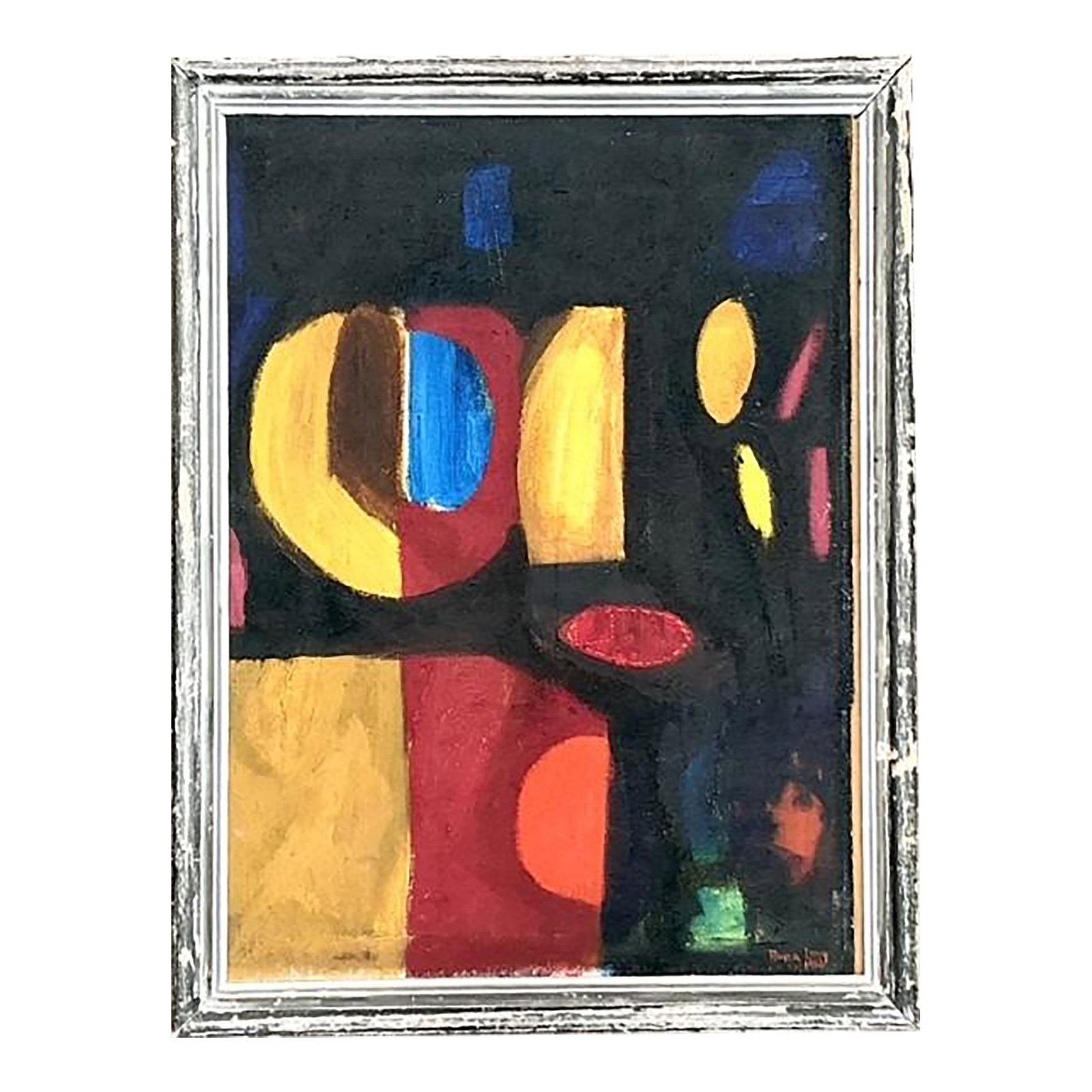 Vintage Boho Geometric Abstract Oil Painting on Board 18.5 x 24.25 (1 of 10)