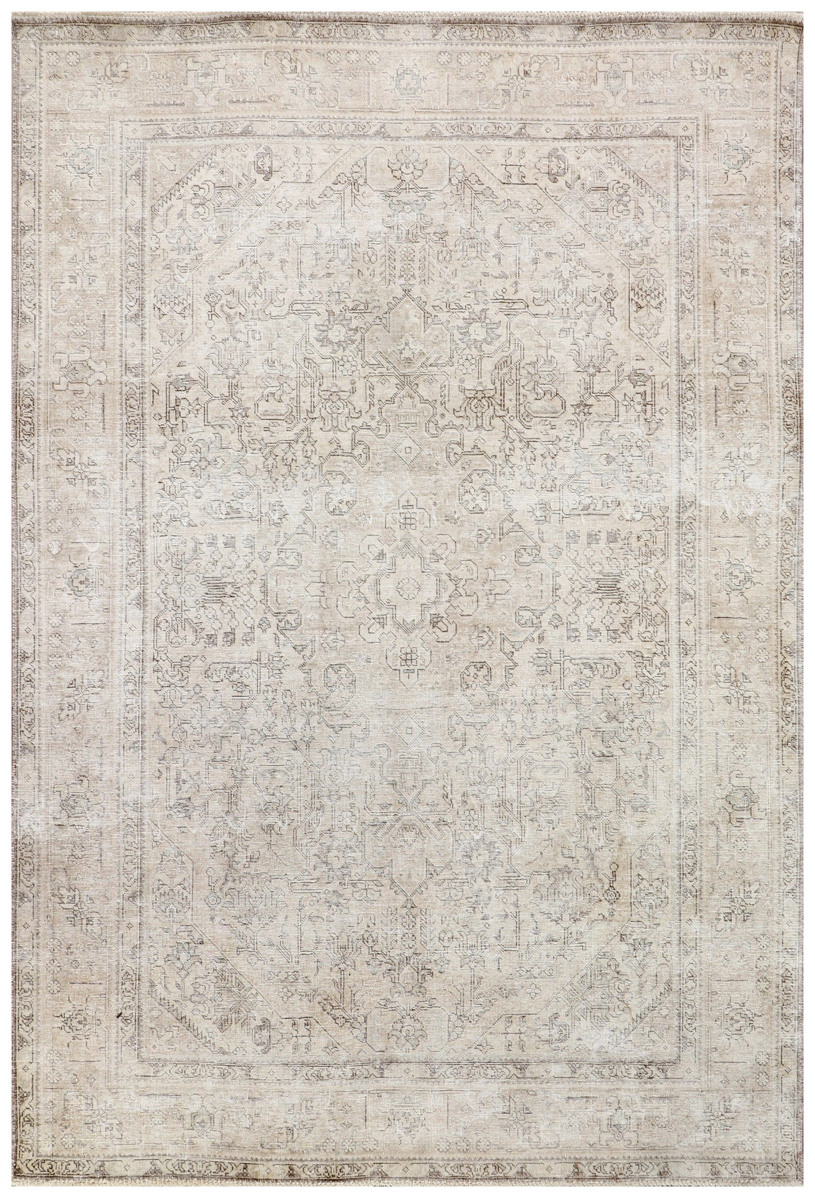 6' x 9' Vintage Hand-knotted Persian Rug Neutral Taupe Gray Distressed Handmade: 6' x 9' Vintage Hand-knotted Persian Rug Neutral Taupe Gray Distressed Handmade Free continental US Shipping Enhance your living space with this exquisite 6' x 9' vintage hand-knotted Persian rug. Thi
