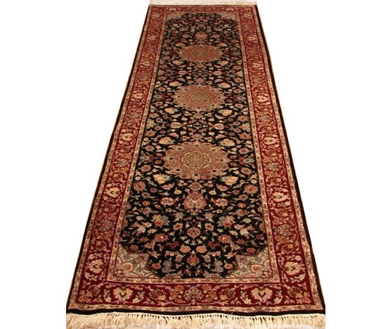 2.9 x 9.2 Black Persian Hand-knotted Area Rug Premium Wool Artisan Made: 2.9 x 9.2 Black Persian Hand-knotted Area Rug Premium Wool Artisan Made Free continental US Shipping Transform your space with this exquisite 2' 9" x 9' 2" Black Traditional Persian Hand-knotted Area 