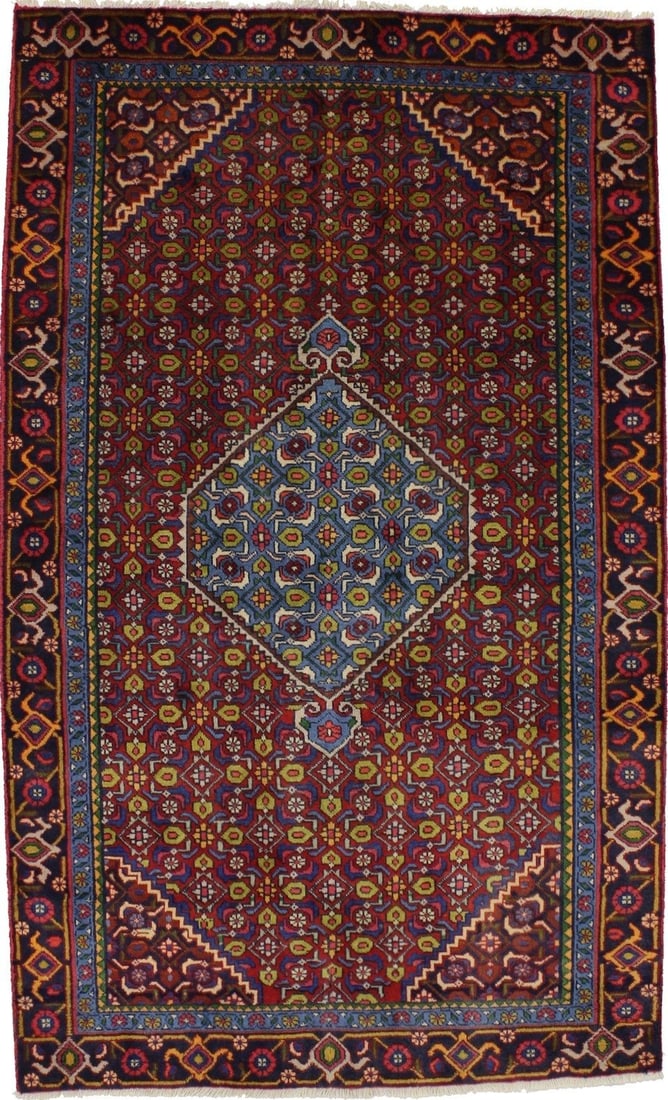 Vintage Tribal Wool Area Rug Hand-Knotted Floral Pattern 4x7 Feet: Vintage Tribal Wool Area Rug Hand-Knotted Floral Pattern 4x7 Feet This one-of-a-kind hand-knotted vintage tribal oriental rug is crafted from wool and features a striking floral pattern with hues of r