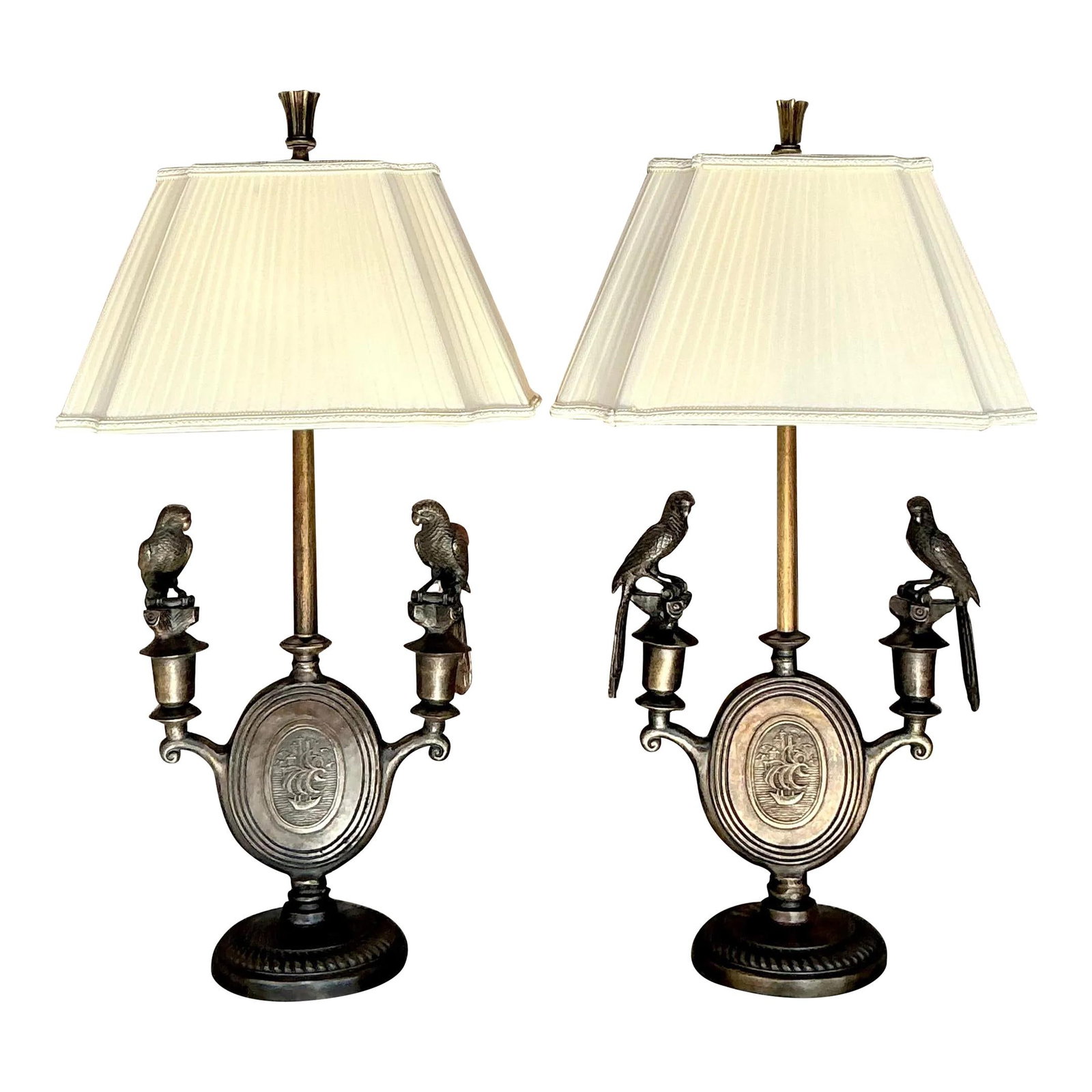 Pair of Vintage Boho Bronze Bird Lamps for Elegant Decor (1 of 6)