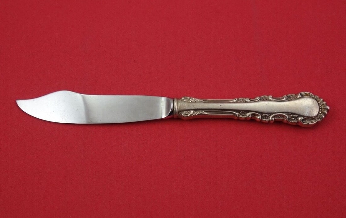 Reed & Barton Georgian Rose Sterling Silver Fish Knife 8 Inch: Reed & Barton Georgian Rose Sterling Silver Fish Knife 8 Inch This exquisite Georgian Rose fish knife by Reed & Barton features a sterling silver hollow handle paired with a durable stainless steel bl