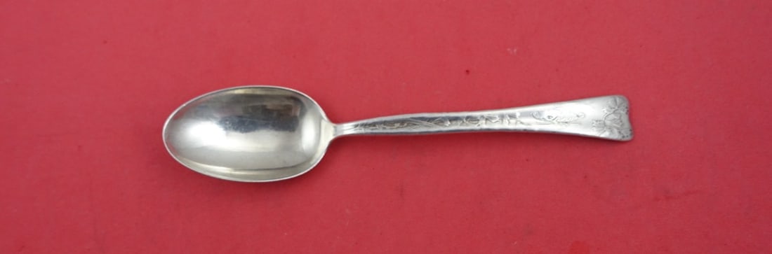 Tiffany & Co. Lap Over Edge Sterling Silver Teaspoon Fish in Seaweed 6": Tiffany & Co. Lap Over Edge Sterling Silver Teaspoon Fish in Seaweed 6" This exquisite teaspoon is a stunning representation of the Lap Over Edge pattern by Tiffany & Co., crafted from high-quality st