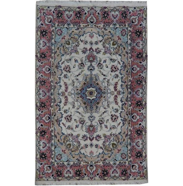 4.2 x 6.7 Authentic Wool Silk Persian Rug: 4.2 x 6.7 Authentic Wool Silk Persian Rug Free continental US Shipping This exquisite 4.2 x 6.7 Persian rug features a luxurious blend of wool and silk, providing both durability and elegance. Ideal f