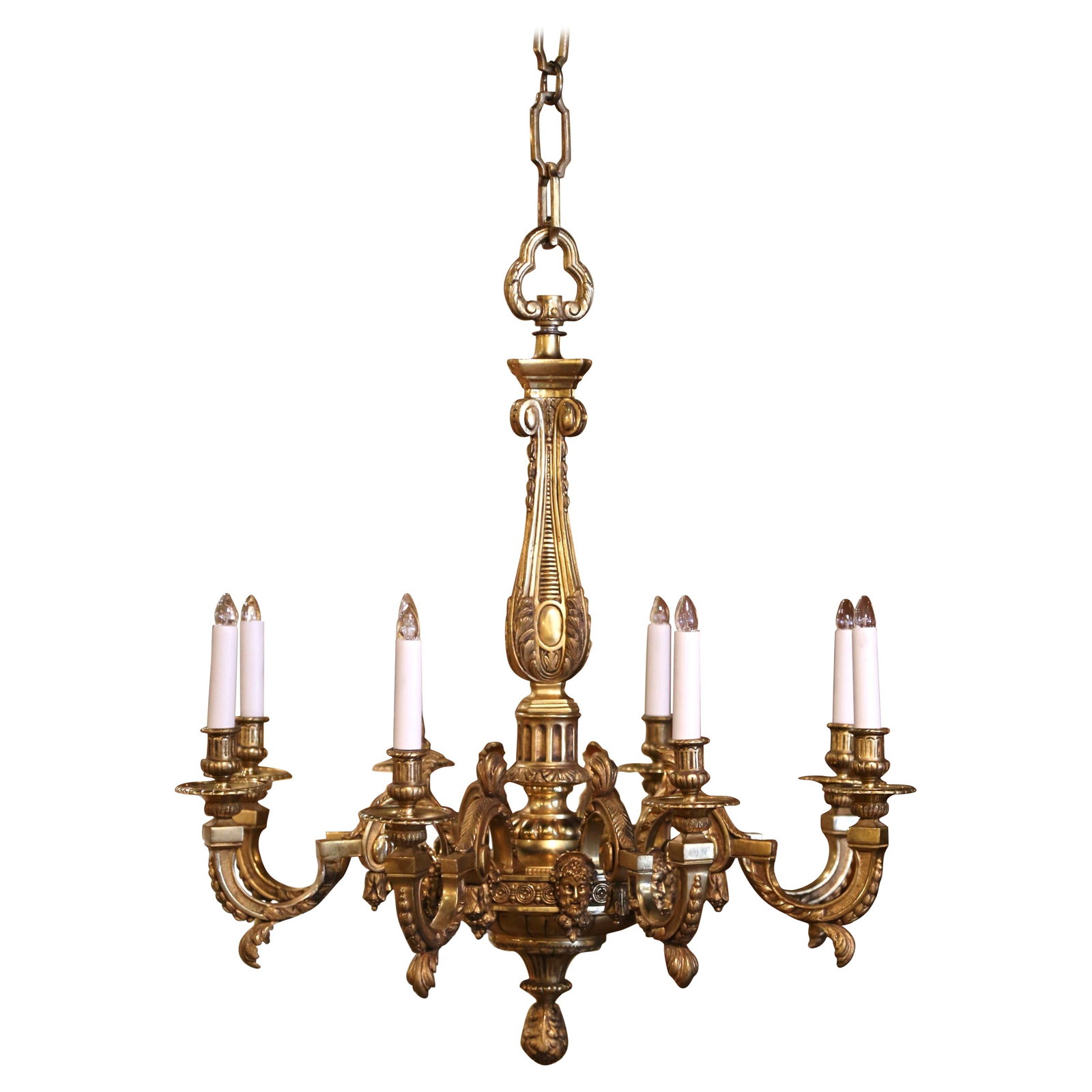 Antique Louis XV Bronze Dore Eight-Light Chandelier France 1920 (1 of 8)