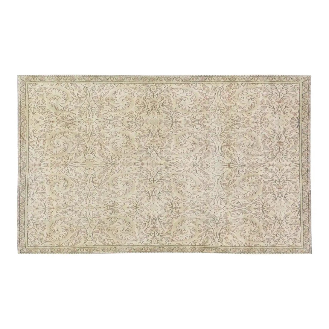 Hand-Knotted Wool Anatolian Rug Tan 4'3" x 7' Vintage Turkish Carpet: Hand-Knotted Wool Anatolian Rug Tan 4'3" x 7' Vintage Turkish Carpet This vintage Turkish Anatolian rug is hand-knotted from high-quality wool using traditional rug-making techniques. Combining timele