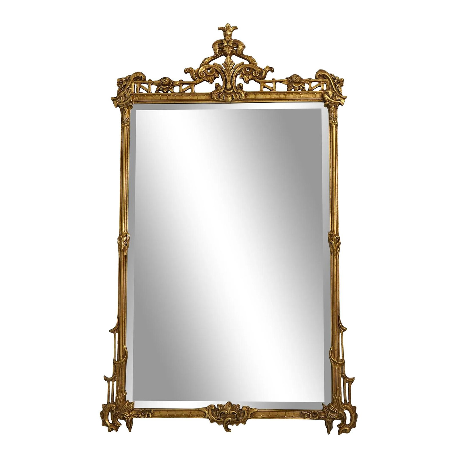 Friedman Brothers Model 1747 Gold Chippendale Beveled Mirror 32.5 x 56 Inches: Friedman Brothers Model 1747 Gold Chippendale Beveled Mirror 32.5 x 56 Inches Enhance your space with this exquisite Friedman Brothers Model 1747 Gold Beveled Glass Mirror, featuring a timeless Chippe