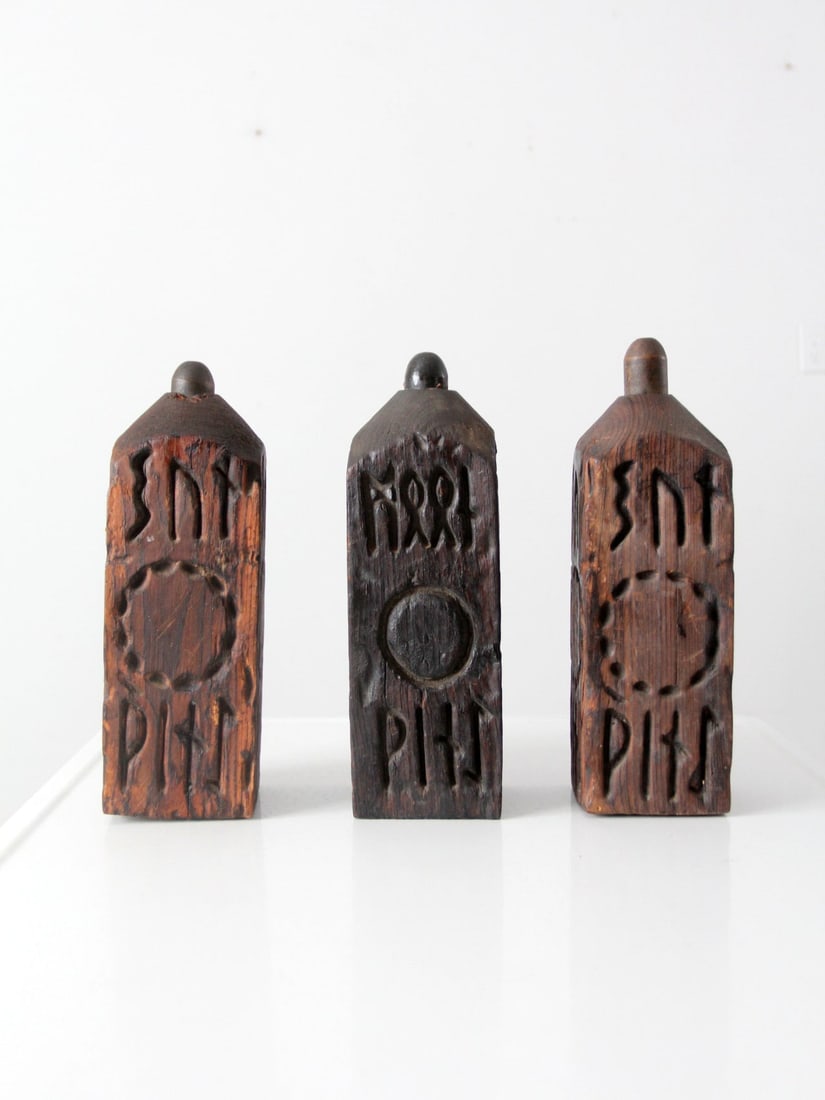 Vintage Von Stiehl Rune Bottle Set of 3 Cherry Wine Bottles (1 of 11)