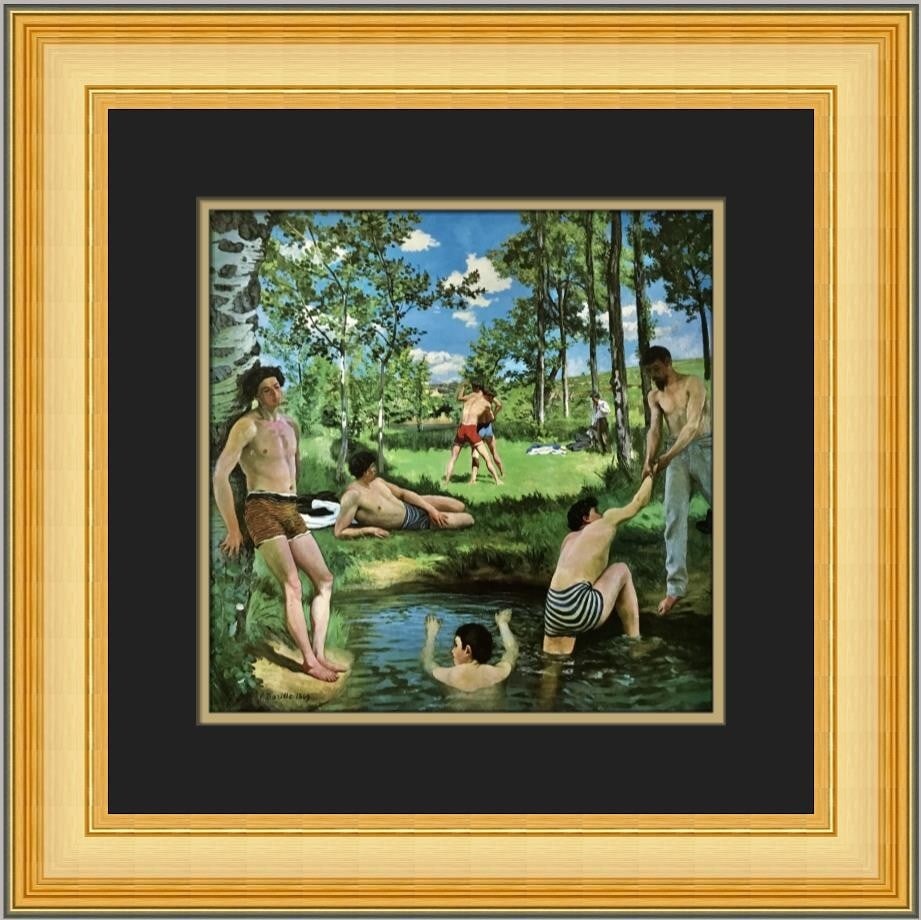 Frederic Bazille The Bathers Custom Framed Impressionist Print 18x18: Frederic Bazille The Bathers Custom Framed Impressionist Print 18x18 This stunning custom framed print features "The Bathers" by renowned artist Frederic Bazille. Measuring 18" x 18", this medium-size