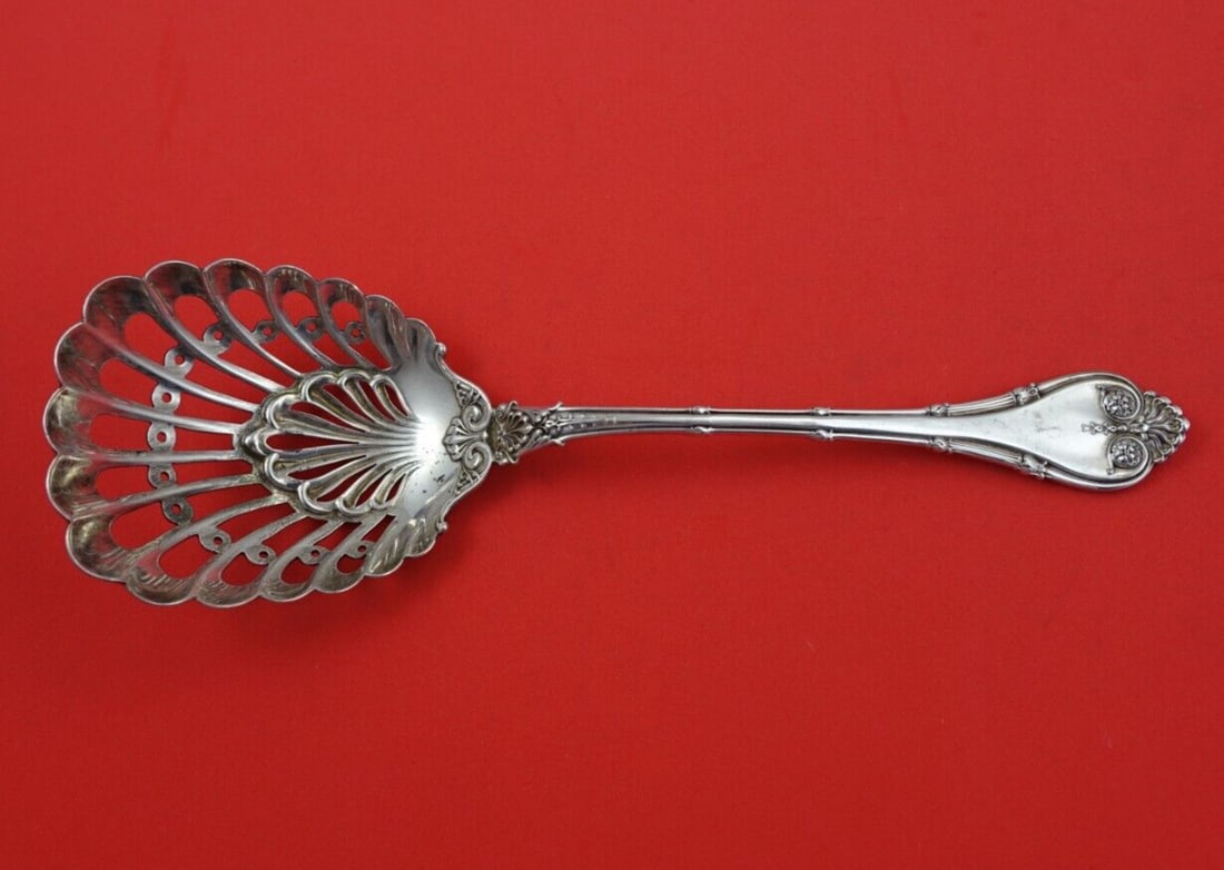 Whiting Empire Sterling Silver 8 5/8" Ice Spoon Slotted Serving: Whiting Empire Sterling Silver 8 5/8" Ice Spoon Slotted Serving This exquisite Empire by Whiting ice spoon is crafted from high-quality sterling silver (.925) and measures 8 5/8 inches in length. Desi