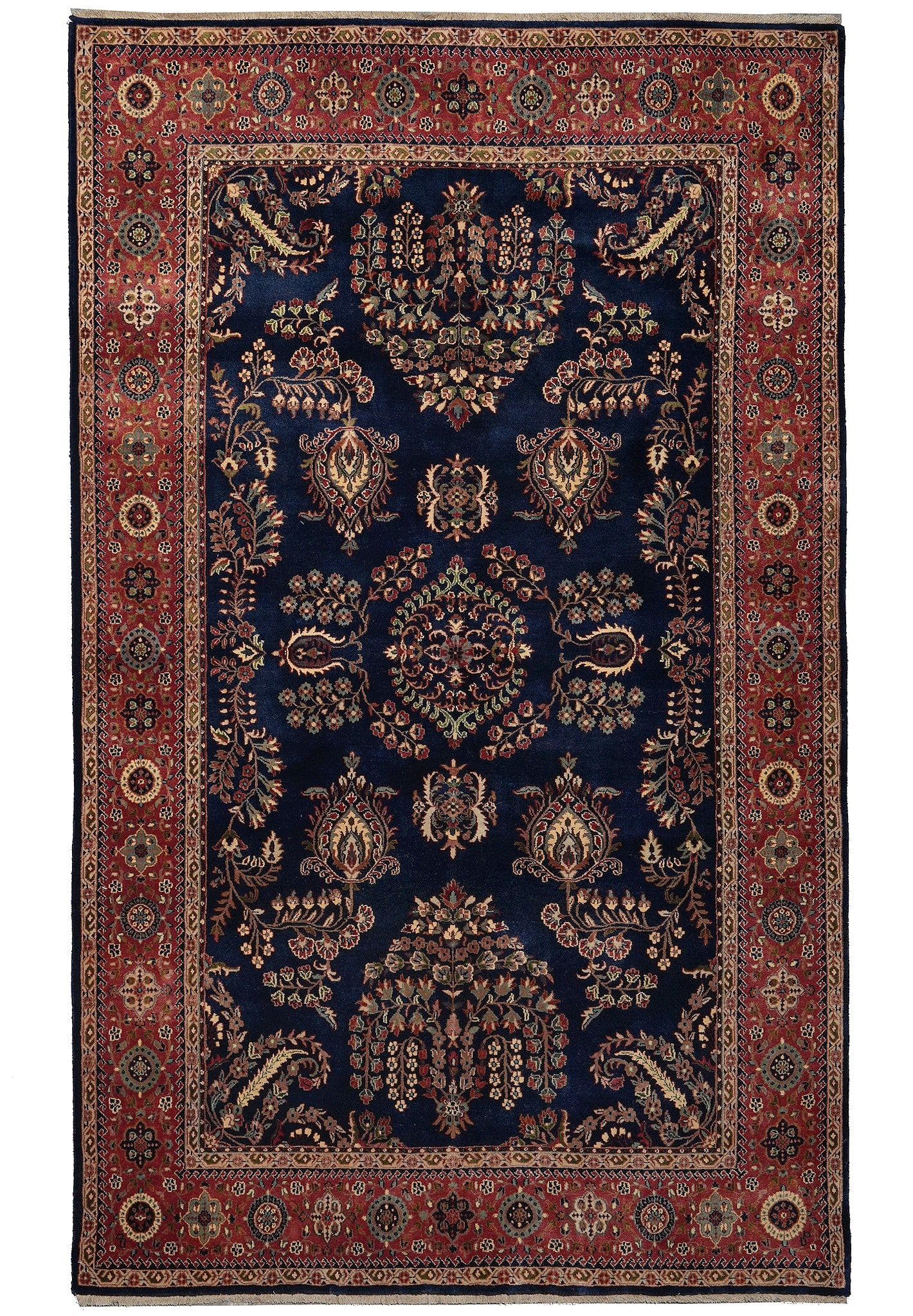 7 x 9 Traditional Sarouk Mohageran Hand-Knotted Silky Wool Rug: 7 x 9 Traditional Sarouk Mohageran Hand-Knotted Silky Wool Rug Free continental US Shipping Traditional Sarouk Mohageran quality hand-knotted rug made of lustrous silky wool. The rug is new and measur