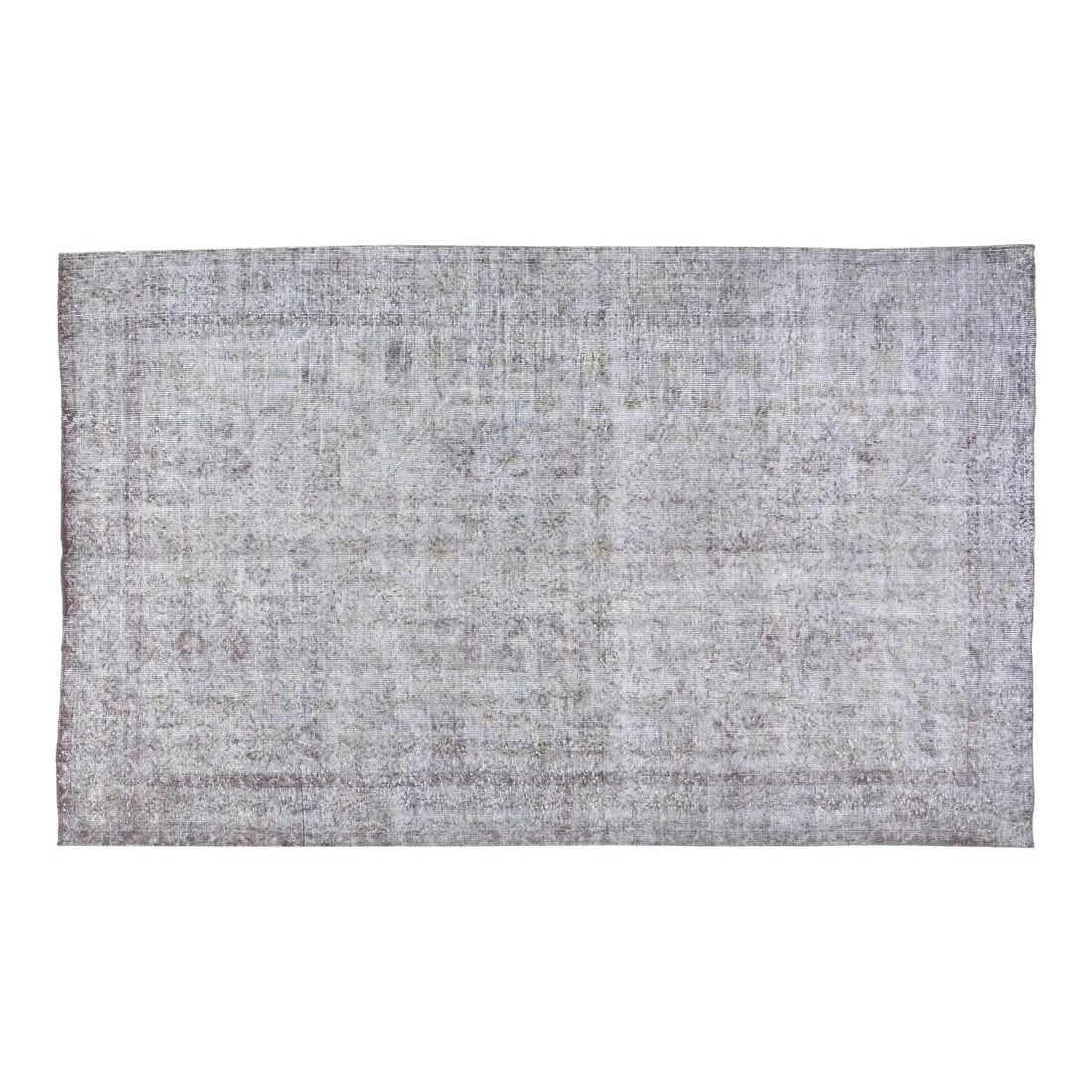 Slate Gray Hand-Knotted Wool Turkish Overdyed Rug 5'4 x 9': Slate Gray Hand-Knotted Wool Turkish Overdyed Rug 5'4 x 9' This vintage Turkish overdyed rug is hand-knotted from wool using traditional rug-making techniques. The rug showcases a slate gray color, co