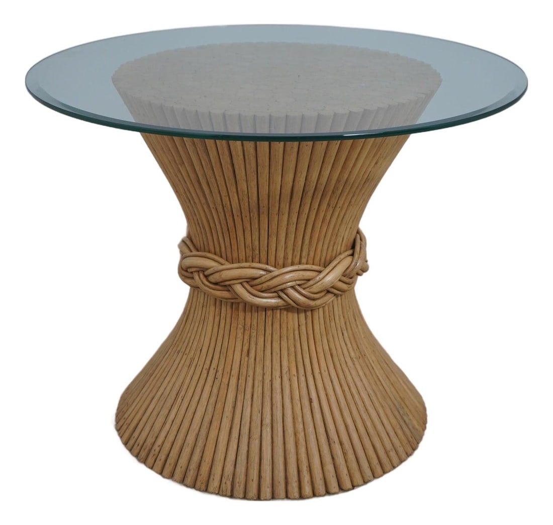 Bamboo Base Glass Top Table McGuire by Baker 36w x 36d x 29.5h (1 of 10)