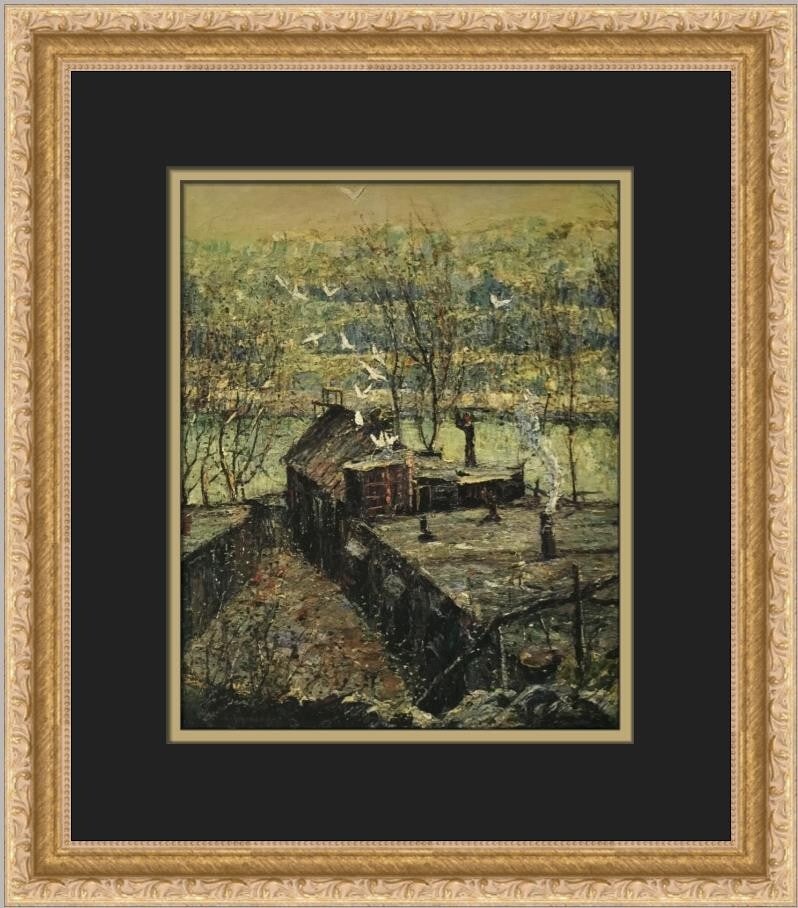 Ernest Lawson Pigeon Coop Custom Framed Art Print Lithograph (1 of 2)