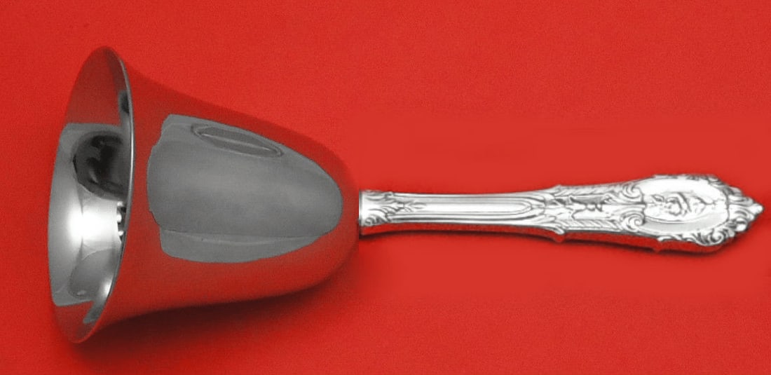 Wallace Rose Point Sterling Silver Dinner Bell 7 Inch Custom: Wallace Rose Point Sterling Silver Dinner Bell 7 Inch Custom This exquisite dinner bell is crafted by Wallace in the elegant Rose Point pattern. Made with a sterling silver hollow handle and featuring