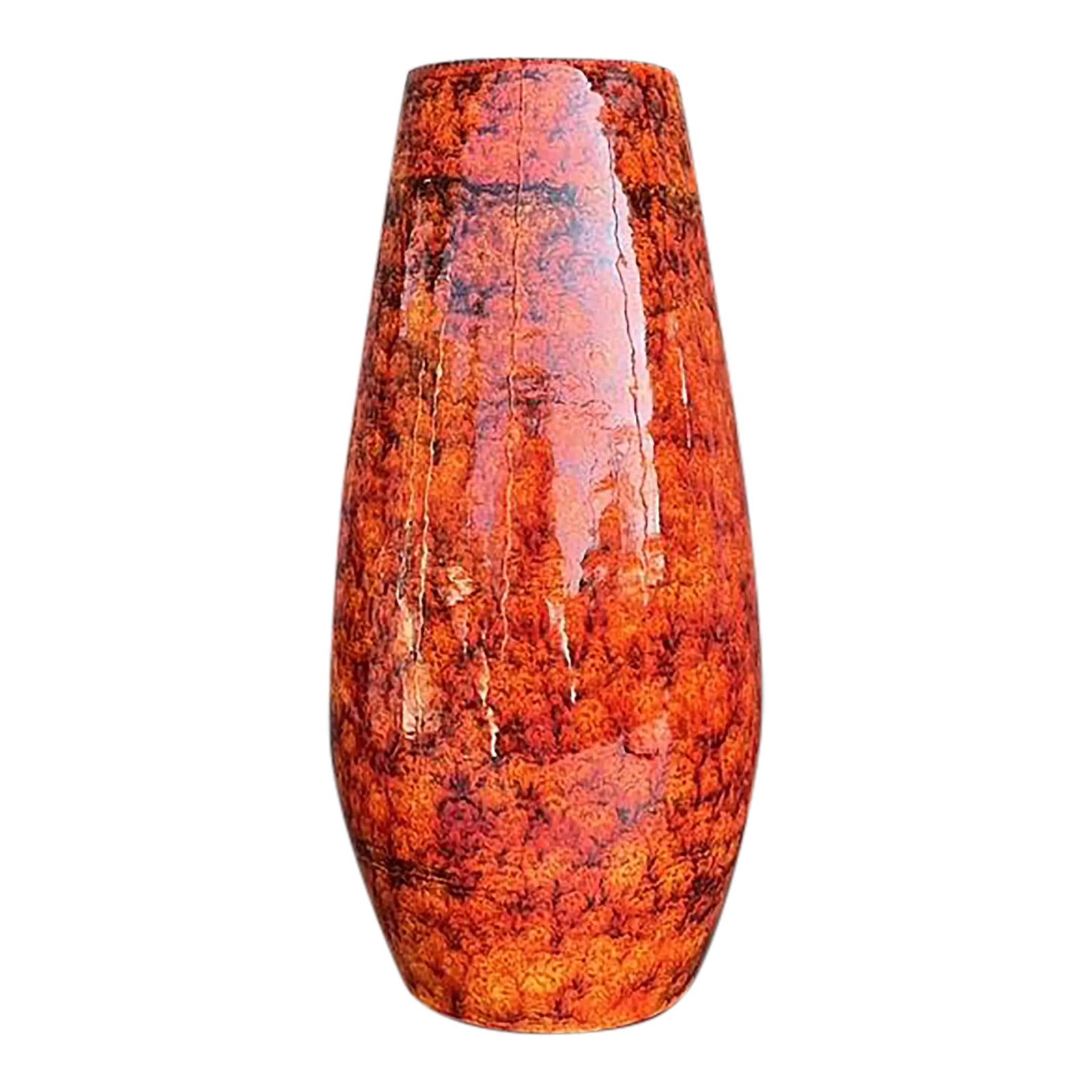 Mid-Century Vintage Italian Lava-Glaze Ceramic Vase 14" Tall: Mid-Century Vintage Italian Lava-Glaze Ceramic Vase 14" Tall This exquisite vintage Italian ceramic vase embodies the vibrant spirit of mid-century artistry with its stunning lava-glaze finish in molt