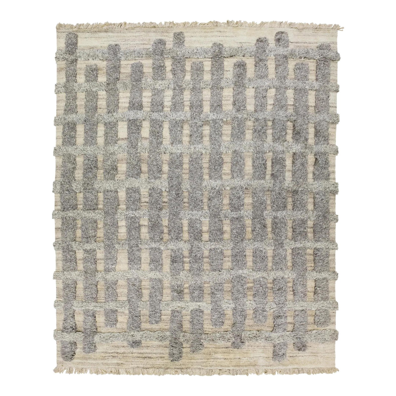Organic Modern Hand-Knotted Moroccan Wool Rug Beige 12'2 x 14'10 (1 of 10)