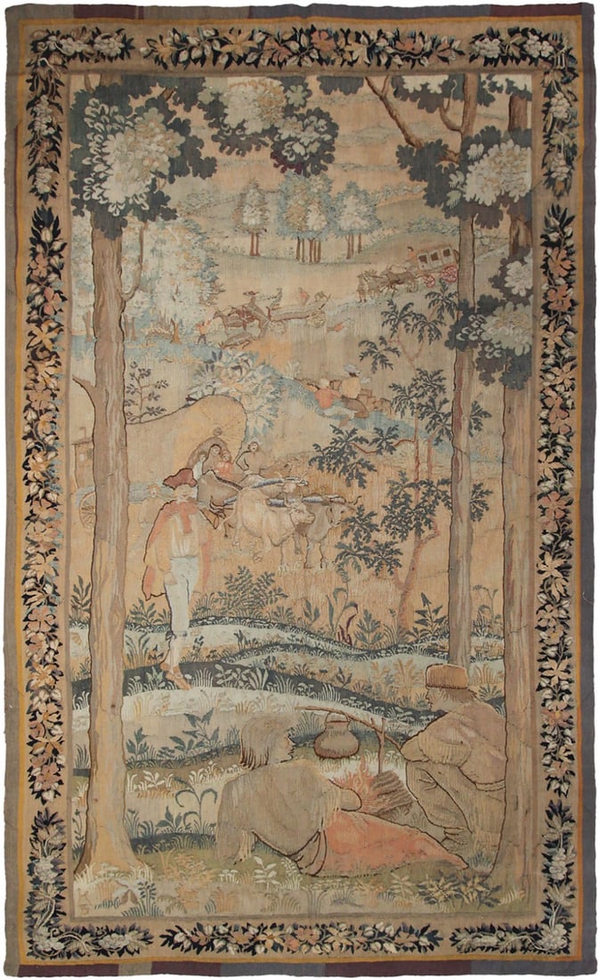 Signed French Verdure Wool Wall Tapestry 5 x 8 10 Circa 1900 (1 of 12)
