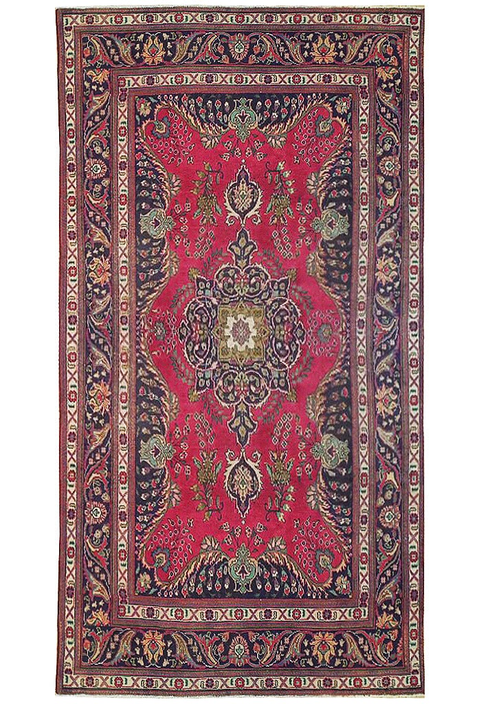 Handcrafted 6'7 x 10'3 Semi-Antique Persian Tabriz Rug: Handcrafted 6'7 x 10'3 Semi-Antique Persian Tabriz Rug Free continental US Shipping Discover the elegance of this handcrafted Red Semi-Antique Persian Tabriz Rug, expertly woven by skilled Persian art
