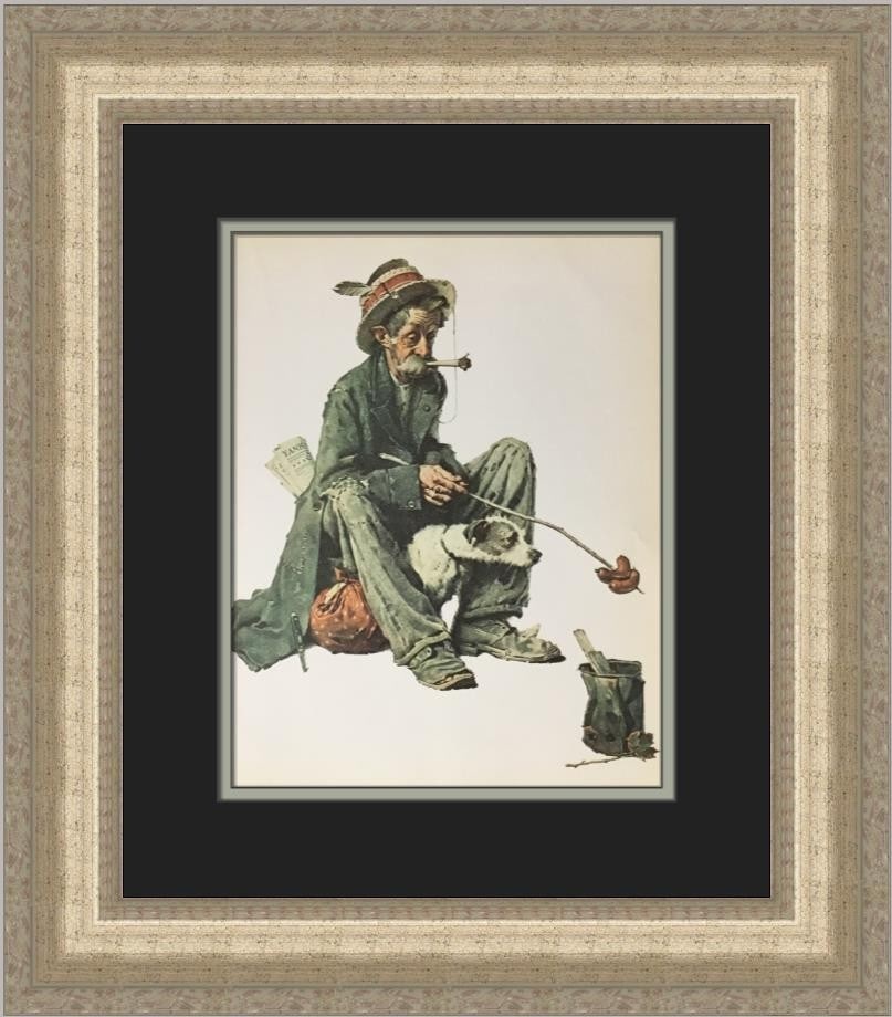 Norman Rockwell Dining Out open edition print framed matted: Norman Rockwell Dining Out open edition print framed matted This is a professionally custom-framed open edition print of Norman Rockwell's "Dining Out," produced in 1979. The offset lithograph is pres