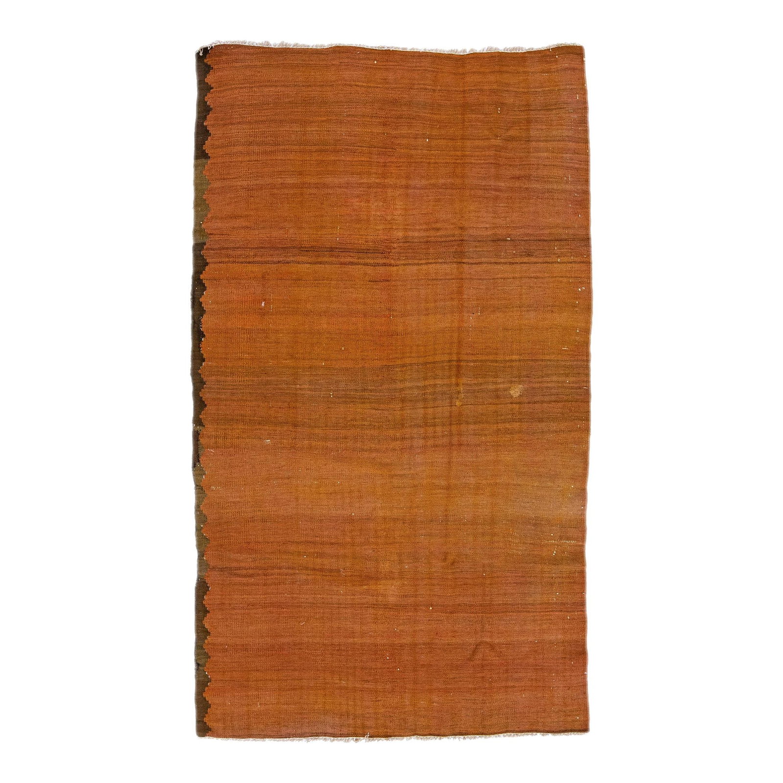 Vintage Turkish Kilim Handmade Wool Rug Orange Geometric Design 4'3 x 7' (1 of 8)