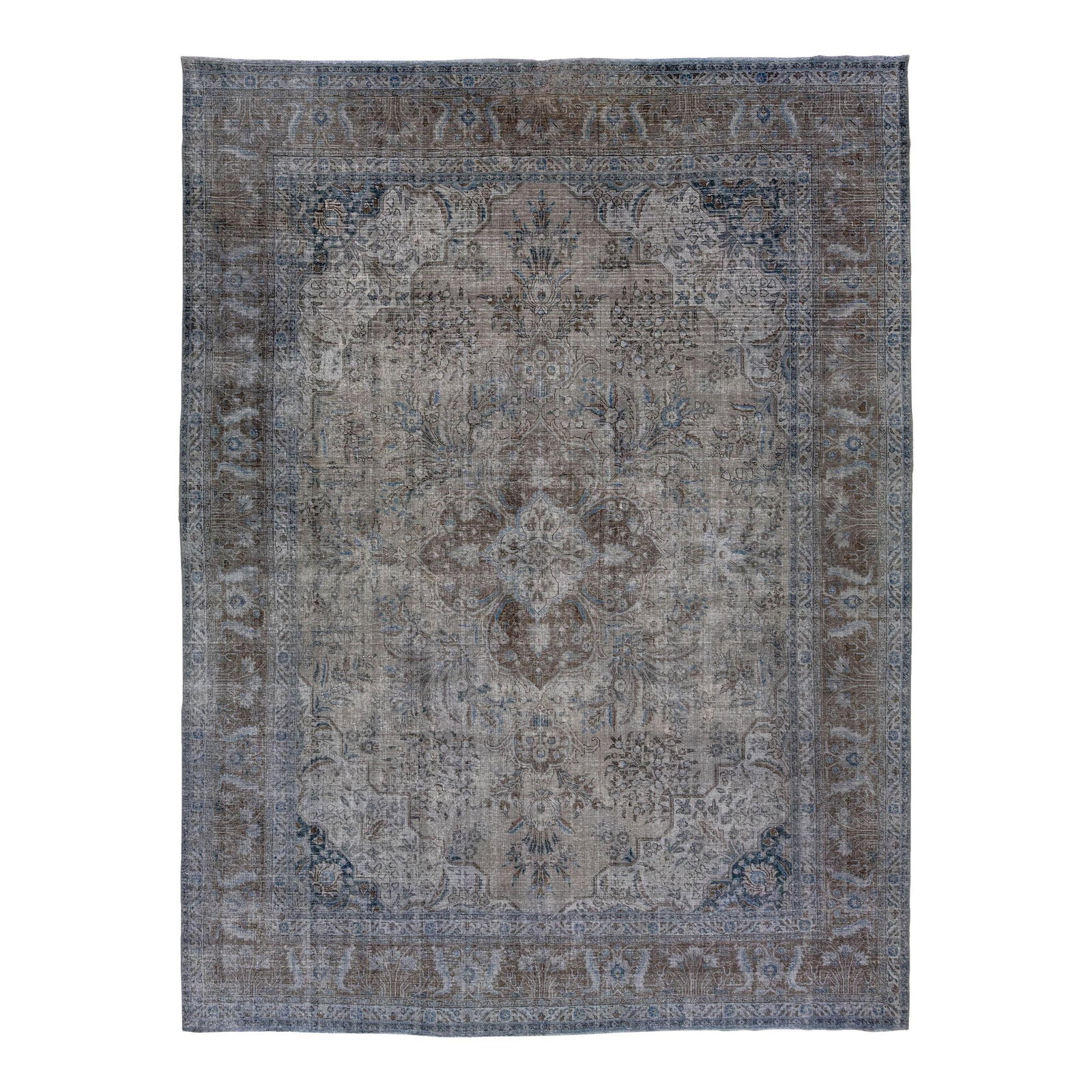 Antique Persian Gray Wool Rug 11'3 x 14'11 Floral Design (1 of 10)