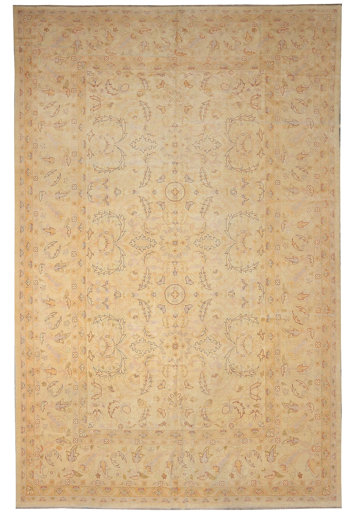 12 x 17.9 Chobi Peshawar Hand Knotted Wool Rug Beige Gold (1 of 13)