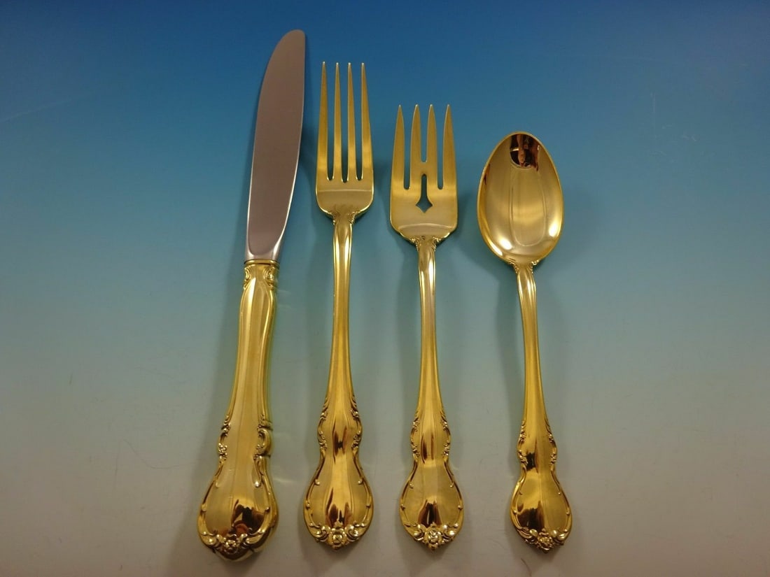Towle French Provincial Vermeil 4-Piece Sterling Silver Place Setting: Towle French Provincial Vermeil 4-Piece Sterling Silver Place Setting This exquisite 4-piece place setting features the elegant French Provincial Vermeil pattern by Towle, crafted from high-quality st